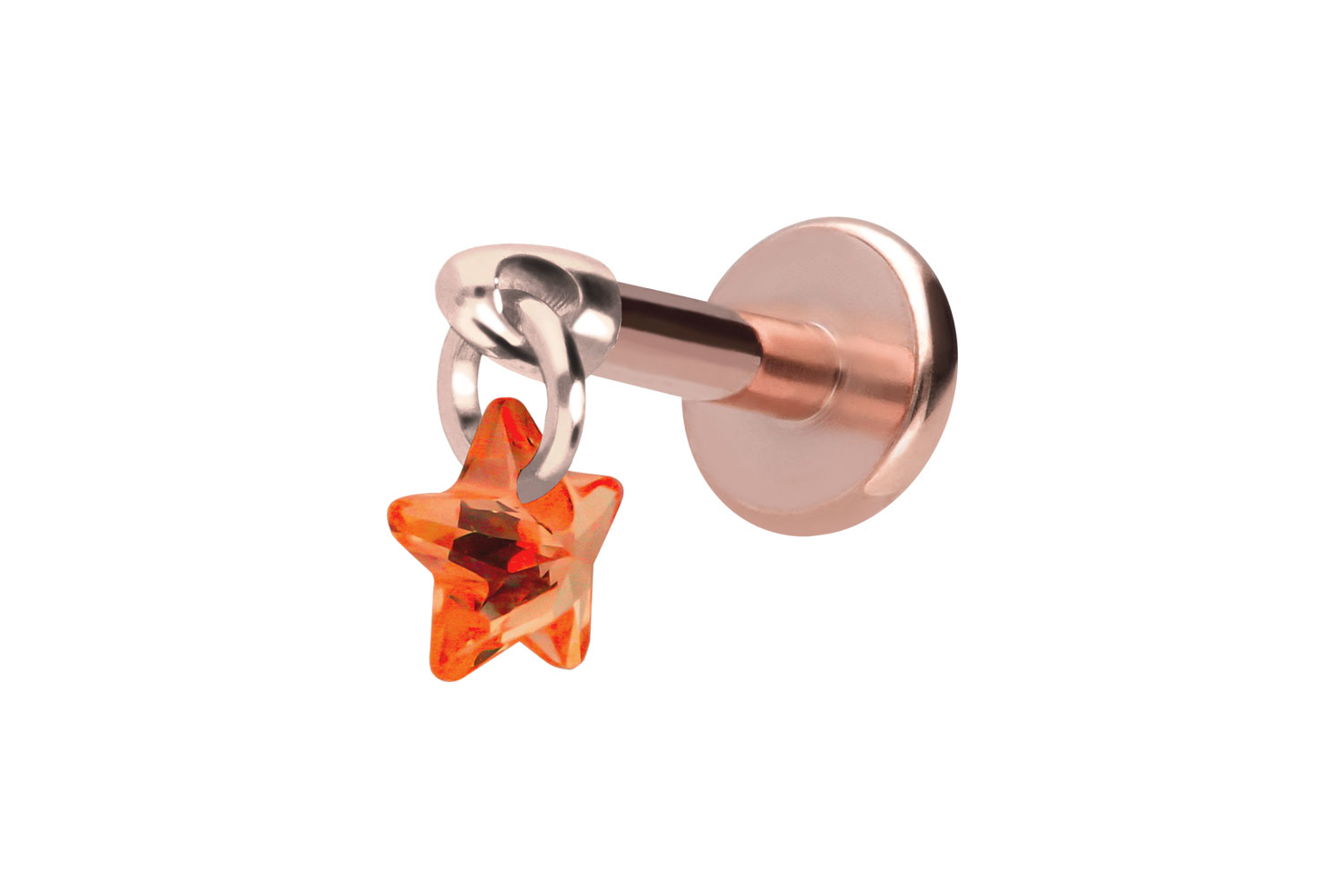 Titan Labret Piercing mit Innengewinde KRISTALLSTERN